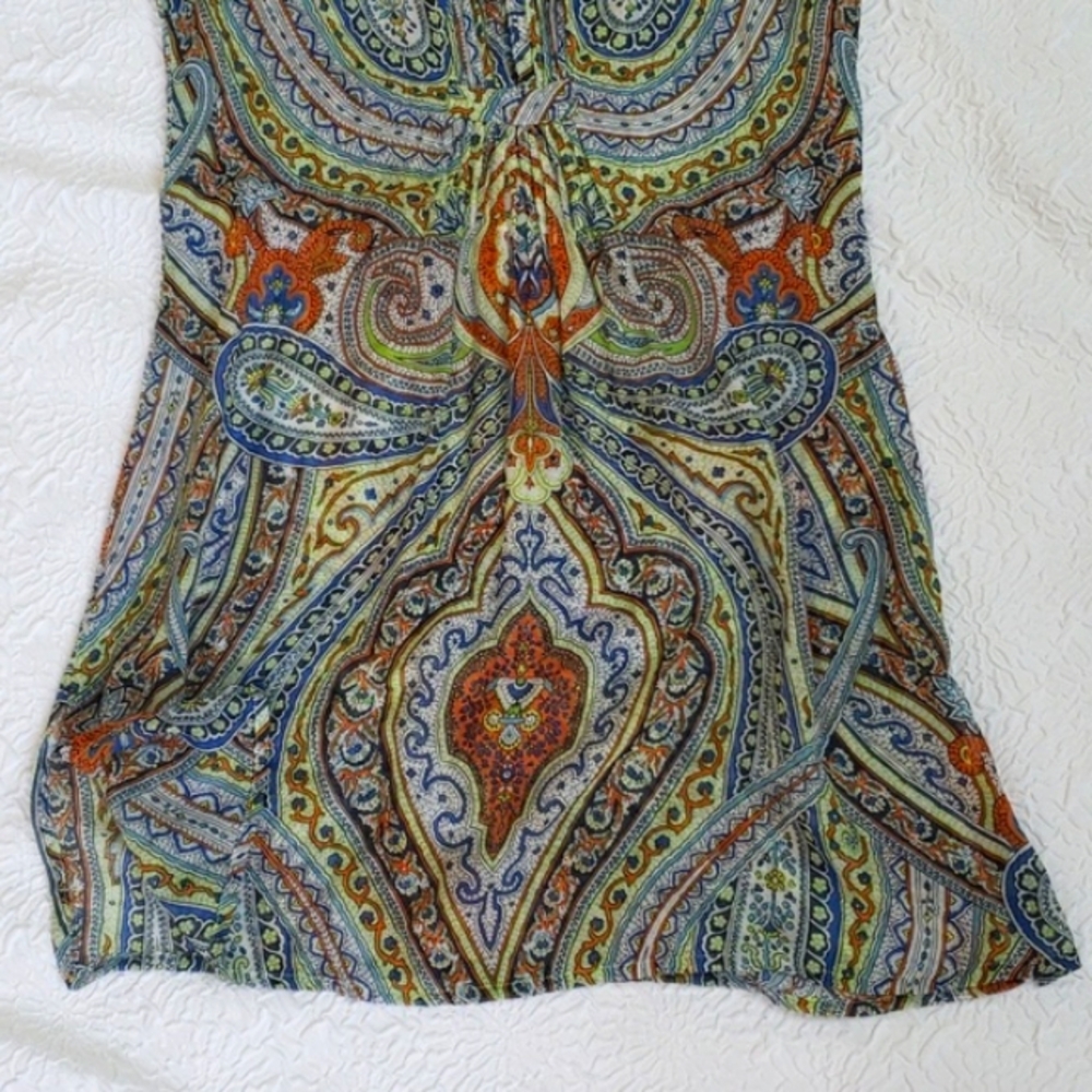 Zara Basic Semi-sheer Pasley Multicolor Print Sleeveless Silky Dress, Size S. - Picture 13 of 16
